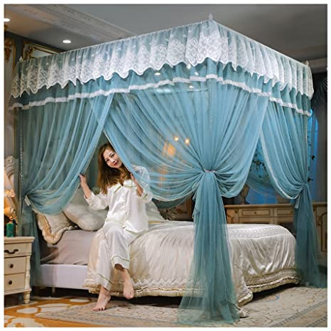 itonc Bett Vorhang Bett Baldachin Luxus-Prinzessin-Luft-Bett-Zelt Blackout Staubdicht Bett Vorhang Mit Halterung, (Farbe : A3, Größe : 180X220X200Cm)