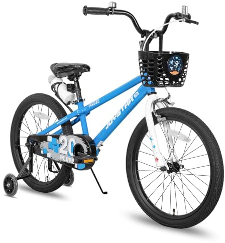 JOYSTAR Pluto Kids Bike 18 tums barncykel för pojkar flickor i åldern 5–8 år, barncyklar med stödhjul, blå