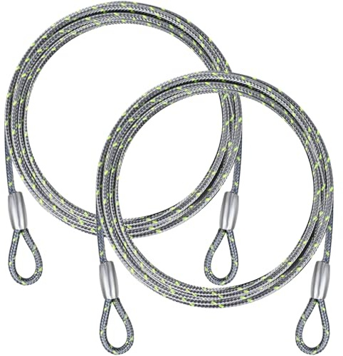 VIVBOO - 0,35 cm Sicherheits-Stahlkabel, 1,8 m, 1,8 m, 3,2 m, 4,5 m, 4,5 m, 4,5 m, Fahrradschloss, Kabelseil, Edelstahlkabel mit Schlaufen für Sicherheit und Sicherheit