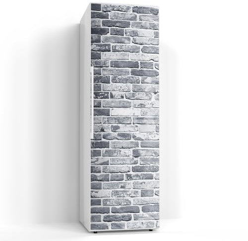 DEQORI Magnetfolie für Kühlschrank 60x190 cm | Motiv Graue Ziegeltexturen | dekorative Magnetmatte Gefrierschrank Schutz | Magnet Deko-Folie selbstklebend, magnetisch & wasserabweisend