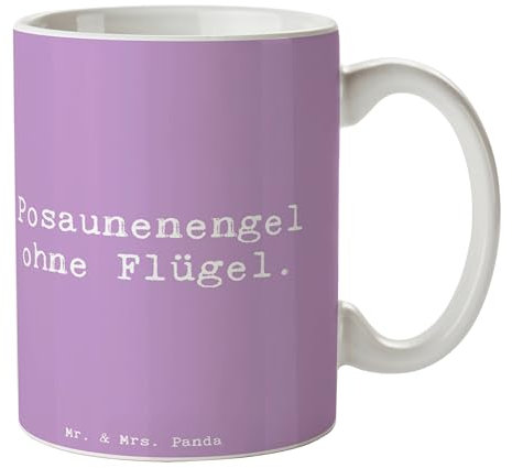 Mr. & Mrs. Panda Tasse Spruch Engel Posaune - Geschenk, Musik, Kaffeetassen, Teetasse, Tasse bedrucken, Geschenk Musiker, Blechblasinstrument, ohne