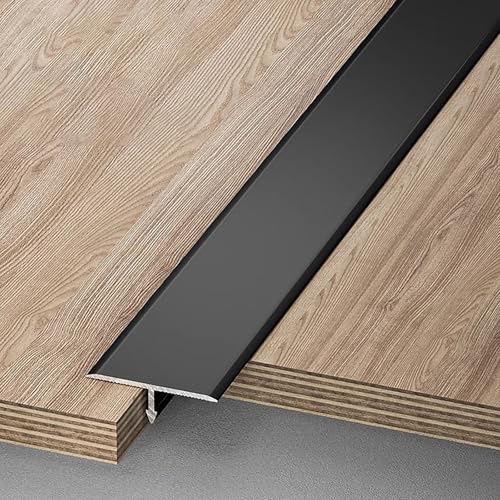 Raouoae T-Profil Bodenleiste Übergangsleiste Tile to Laminate Transition Strip 100 cm Länge 3 Stück Übergangsprofil Tür Ideal Für Übergänge Zwischen Laminat Und Fliesen(Schwarz,Breite: 30 mm)