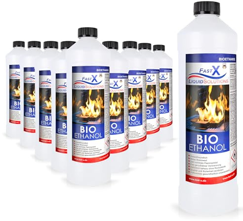 Fast X Bio Ethanol 120x1L - 100% Natürlich, für Ethanol-kamine & Tischkamine. Umweltfreundlich & geruchsfrei, sicher für Raum- & Gartenfeuer mit rückstandsloser Verbrennung