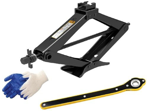 Universal 2 Ton Scissor Jack for Car and SUV with Ratchet Wrench and Work Gloves