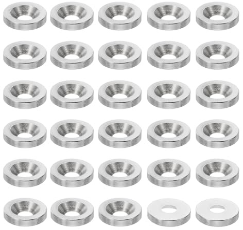 PATIKIL Rondelle Fraisée M5 Finition, 30Pcs 16mm de Diamètre 3mm de Hauteur Solide Acier Inoxydable 304 CNC Rondelle en Forme de Tasse à Tête Plate pour Constructions