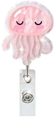 WeddHuis Abzeichenspule Quallen, Qualle Ausweishalter Fantasiequalle Zubehör Badge Reel Einziehbare Abzeichenhalter