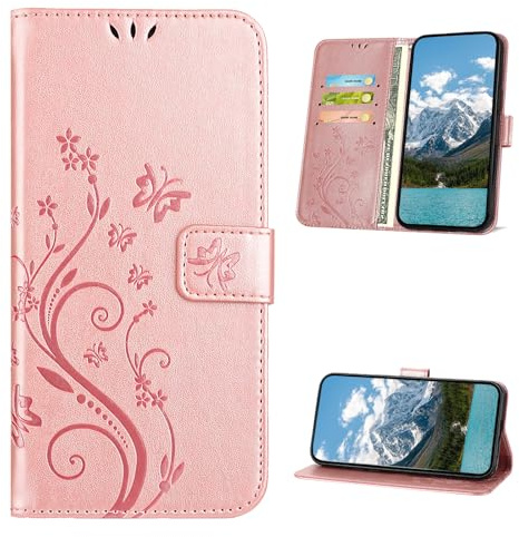 XINQCASE Cover per iPhone 12 Mini, Custodia a Portafoglio in Pelle PU [Slot per Schede], Cover a Libro Flip Caso Custodia per iPhone 12 Mini, Oro Rosa