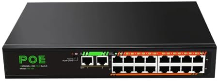 Switch di rete Switch PoE A 18 Porte Gigabit 16+2 Ethernet Smart Internet 100/1000M Rete For Router WiFi/telecamera IP/AP Wireless Funzionalità di rete potenti