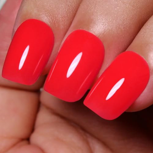 Ozzeal Vernis Semi Permanent Néon, 15ml Néon Rouge Gel Nail Polish Art Démarrage Manucure Vernis À Ongles Gels Printemps Eté Vernis Gel UV DIY Nail Art Kit De Démarrage