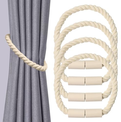 UNINGYI 4 fermatenda magnetici per tende, in legno bohémien, fermatenda, corda di cotone, fermatenda per tende, decorazione per la casa e l'ufficio