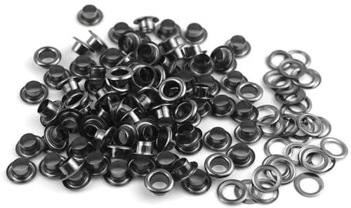 100 Sets Grommet Kit,Black Grommets Eyelets Kit,3MM Metal Eyelets Grommets with Washers for Tarpaulin Fabric Curtains Leather Clothing Shoes Belt