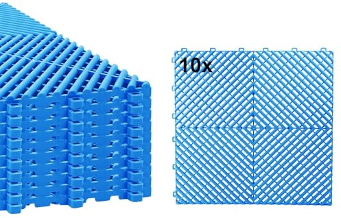 Torado® Garagenboden Belag Fliesen Garagen Boden Matten Werkstatt Kunststoff Belag Werkstattboden Klickfliesen Platten (10 STK. blau)