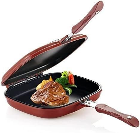 Sartén para panqueques. Sartén for barbacoa de aleación de aluminio, sartén antiadherente for hornear tortitas, bandejas for tortillas, diseño abatible de doble cara, sartén for tortitas y huevos frit