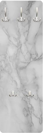 Wandgarderobe inkl. 5 Haken 3D Steinoptik platzsparendes Design - Made in Germany - Marmor Modern Flurgarderobe schwarz weiss schmal Garderobenpaneel 1651