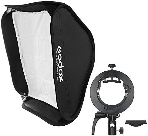 Godox SGUV8080 Blixt-tillbehörssats inklusive Speedlite S2 & Softbox & Grid, 80 cm x 80 cm, för Godox AD400Pro, V1, AD200, V860II, TT685, TT350