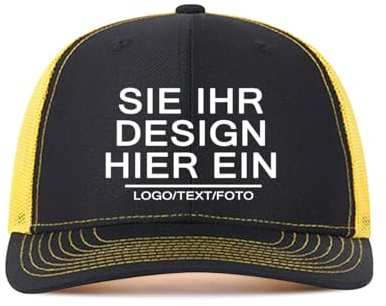 Kustima Basecap personalisiert mit Foto/Logo/Text, Baseball Cap selbst gestalten Verstellbare Trucker-Kappe personalisierte als Geschenk,Mesh Caps Männer Frauen,Snapback Schildkappe Herren Damen
