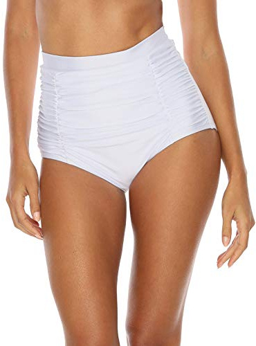 Ocean Blues Women's High Waisted Bikini Bottoms Tummy Control Swimwear Ruched Beach Briefs