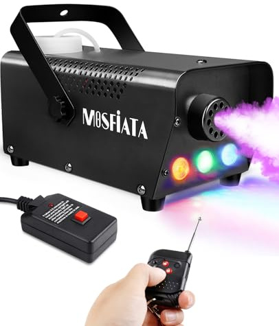 Maquina de Humo Pequeña 500W con 3 LEDs RGB Integrados para Fiestas, Halloween, Bodas, Discoteca, DJ Efecto Escenario