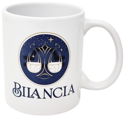 CUCUBA Tazza Mug in Ceramica Design Artistico Segno Zodiacale Bilancia per Colazione Merende 36cl