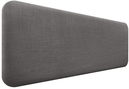 DHOME Gepolstertes Glattes Abgerundetes Kopfteil aus Naturleinen für Wand Akustik-Kopfteile Schalldämmend Kopfende Bett Schlafzimmer (Dunkelgrau, 140cm)