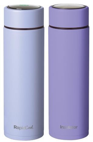 Nuby Limited Edition RapidCool Portable Baby Bottle Making Twin Pack - Prepare A Perfect Formula Feed in 2 Minutes | Includes 1 Rapid Cool, 1 Powder Dispenser & 1 Flask (Purple)