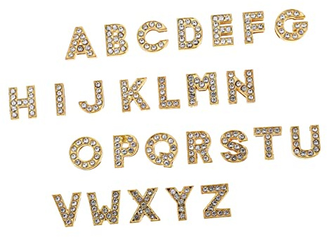 MERRYHAPY 26 pezzi Charms Lettere con Strass Dorati Accessori per Bigiotteria Fai da Te Ciondoli Alfabeto per Bracciali Collane e Decorazioni Uniche