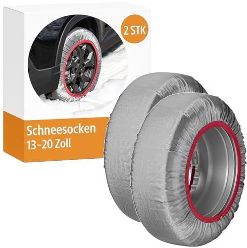 2 STK Schneesocken Reifensocken CWS60 13 bis 20 Zoll mit Tasche Set | Schneeketten Alternative EN 16662 1 mit Handschuhen für 195 65 15, 205 55 16 und 225 45 17 Preiswert&Gut