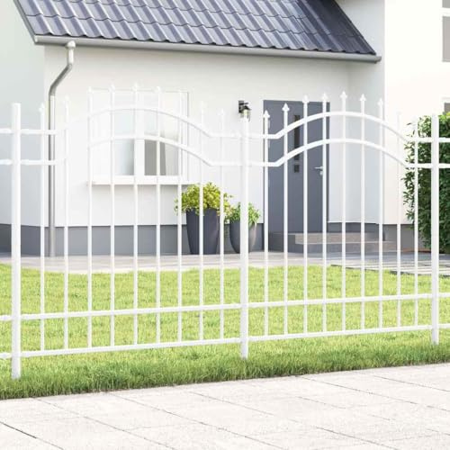 Gartenzaun Weiß 165x240 cm, Pulverbeschichteter Stahl Zaun, Robustes Gitter für Garten, Wetterfest, Erweiterbares Design, Modernes Schutznetz für Pflanzen