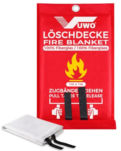 vuwo Manta ignífuga de Fibra - 1 Pieza Manta ignífuga de Emergencia de Vidrio de Seguridad Diseñada para Cocina en la Supervivencia Barbacoa Garaje Chimenea Automóviles Almacén de Soldadura (1mx1m)