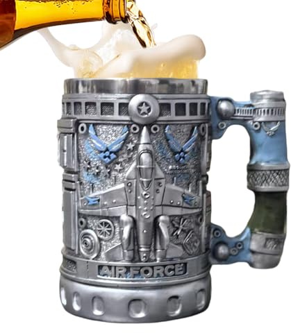 Originelle Kaffeetassen, Getränke mit Militärmotiv – Tasse aus Edelstahl mit graviertem Flugzeugmuster, für Herren, Damen, Jungen, Vater, Großvater, Milch, Saft, kaltes und warmes Wasser, Bier