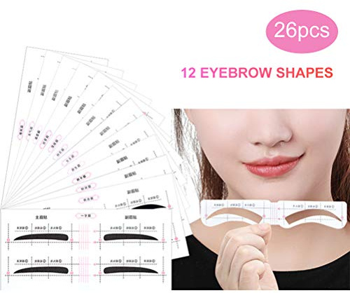 LUCKDANO Kit de Pochoirs à Sourcils Réutilisables avec 12 Motifs Adaptés à Toutes les Formes de visage. Matériau Autocollant adapté à un Usage Professionnel et quotidien. (Comme montré)