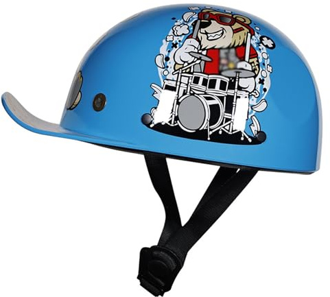 Caschi Per Bambini, Casco Da Moto Vintage, Casco Da Baseball Vintage Con Mezza Calotta Per Ragazzi E Ragazze, Casco Da Ciclomotore, Cruiser E Scooter 5,L(53-54CM)