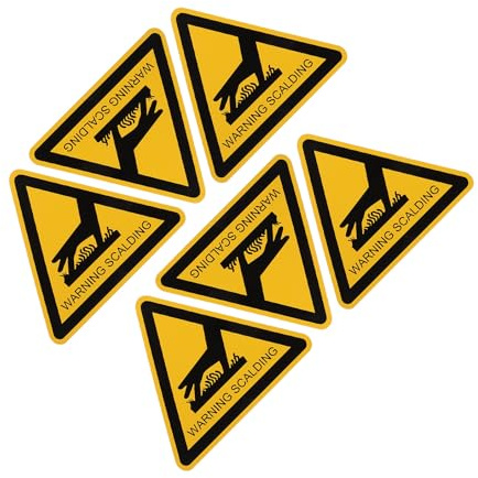 CONGARTENO 6 Adesivi Avvertimento Sicurezza Triangolari 10x7 Cm Autoadesivi per Superfici Calde, Segnale di Attenzione Alta Temperatura per Macchinari Industriali, Etichette Antiscottatura