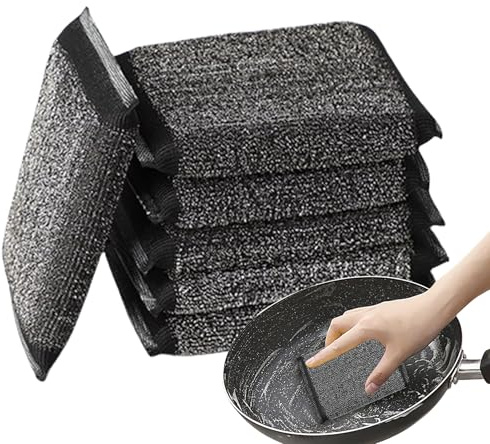 Esponjas para platos, 6 piezas de estropajos de lana de acero de doble cara | Esponja para lavar platos para el hogar, cocina, limpiador de ollas, potente bloque de depuración de cal