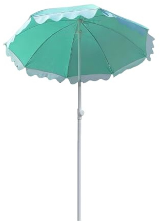 Parasol De Terrasse À Franges 1,4m, Parasol De Plage Réglable En Hauteur, Parasol De Jardin Vintage Protection UV, Parasol Compact Pour Balcon, Petite Terrasse & Extérieur(Green)