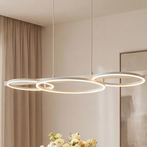 Liadomo Pendelleuchte Sintra, 3-flammig Esszimmer, LED, modern, Weiß | Dimmbar, höhenverstellbar, Wohnzimmer, Küche, Design-Hängelampe, 94 cm Länge, Hängelampe aus Metall, warmweiße Lichtfarbe