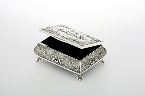 von Herzen schenken Schmuckdose rechteckig Rosen klein/antik versilbert 9,5 x 7,0cm H 4,0cm