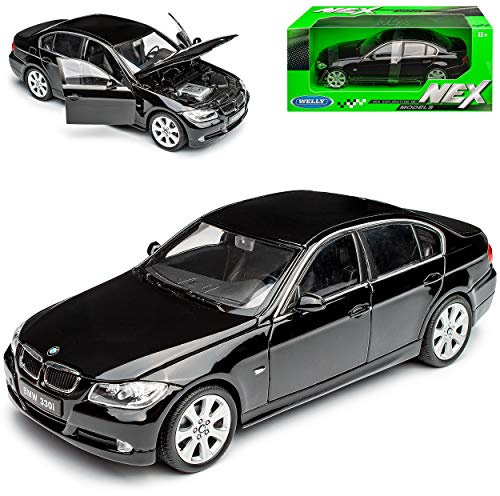 Welly B*M*W 3er E90 Limousine Schwarz 2005-2012 1/24 Modell Auto mit individiuellem Wunschkennzeichen