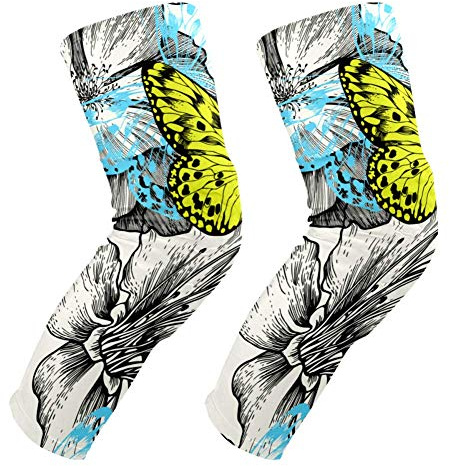 EZIOLY Knieschoner, Blütenrosen und fliegende Schmetterlinge, Basketball, Volleyball, Wabenbein, Knieschoner, gepolstert, für Herren und Damen