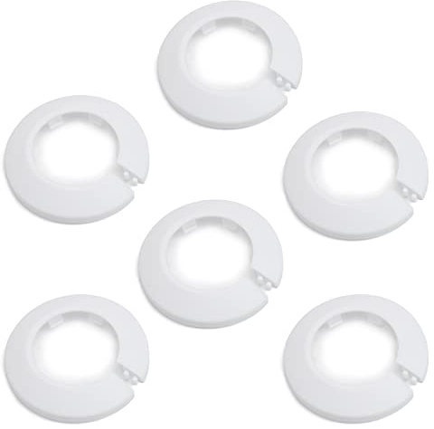 MroMax 1.69/43mm Pipe Cover, Flange White Pipe Collar Wall Pipe Tube Decoration, Pipe Hole Collars for Radiator, Bathroom 6pcs