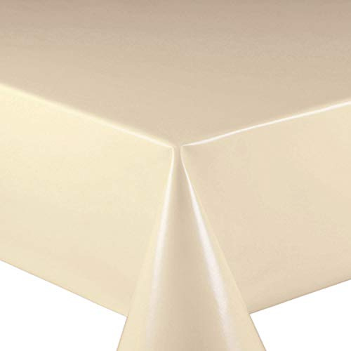 Wachstuch Wachstischdecke Tischdecke Gartentischdecke Glatt Uni Creme Beige Breite & Länge wählbar 110 x 180 cm Eckig abwaschbar