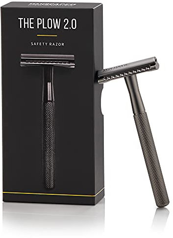 MANSCAPED® The Plow® 2.0 Premium Sicherheitsrasierer mit einer Doppelklinge, Rasierhobel für Männer aus Edelstahl, Nassrasierer mit einer Klinge, Rasierhobel für den Intimbereich