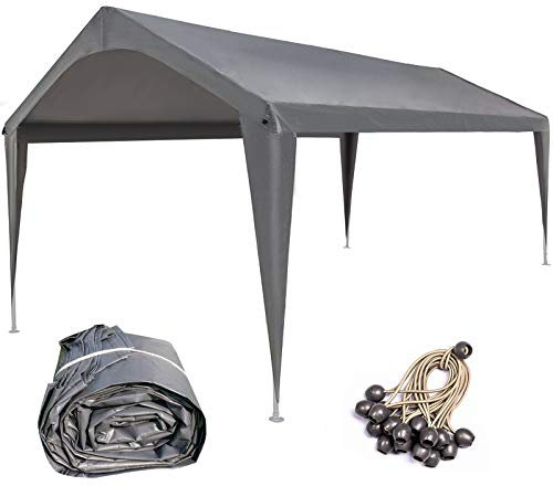 Sunnyglade 10x20 Feet Carport Replacement Top Canopy Cover with Fabric Pole Skirts and Accessories for Car Garage Shelter Tent, Dark Grey(Only Top Cover)