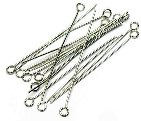 Perlin Kettelstifte, Nietstifte, 30mm x 0,7mm Kopfstifte mit öse 3cm Nadel Perlenstifte Antik Silber, 500 Stk Prismenstifte, Schmuckstifte