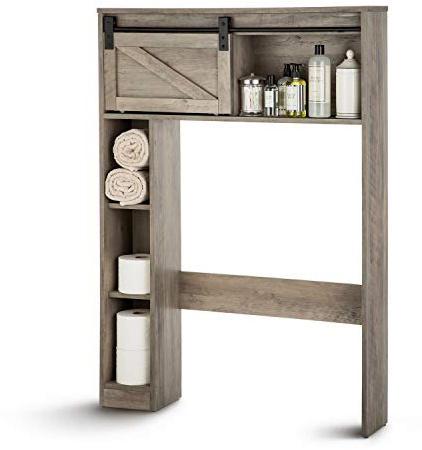 Landia Home sopra portaoggetti WC Mensola da Bagno e armadietto con Porta Scorrevole, Acciaio in Legno ingegnerizzato, Rovere Rustico