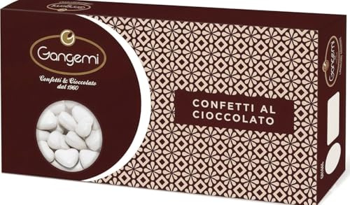 Gangemi - Confetti forma Cuoricini al Cioccolato Fondente - Vari colori - 500 g (Bianco)