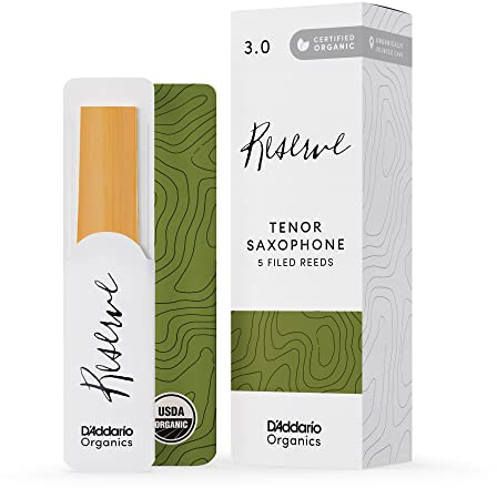 D'Addario Organisch Reserve Tenor Saxophon-Stimmzungen - Saxophonrohre - Das erste und einzige Bio-Schilfrohr - 3.0 Stärke, 10 Packung