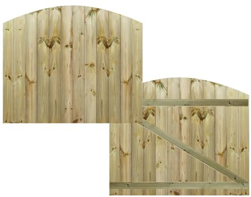 Made to Measure 4ft Wooden Garden Gate, Custom T&G Semi-Braced Arch Top Treated Timber Door for Outdoor Pathway Home Access, MAX 120cm High x MAX 135cm Wide