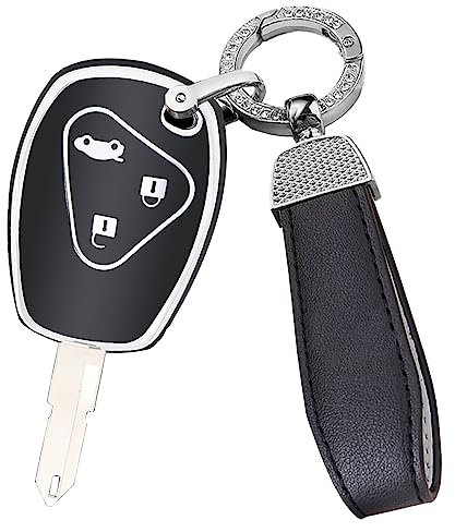 ontto Autoschlüssel Hülle Passt für Renault Kangoo Dacia Scenic Megane Sandero Captur Twingo Modus Schutzhülle TPU Schlüsselhülle Schlüsselanhänger Schlüssel Etui Cover Zubehör-3 Tasten Schwarz