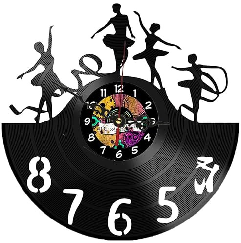 Orologio da Parete in Vinile Danza – Orologio Decorativo Murale Design Danzatrice- Idea Regalo per Amanti della Danza - Stile Vintage per Casa o Studio di Ballo- il catoju del vinile